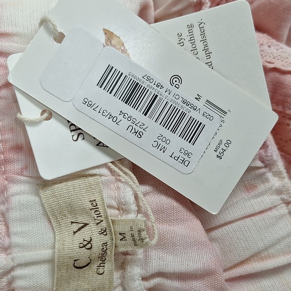 Chelsea & Violet NEW Linen Blend Coquette Pink Cottagecore Tiered Mini Skirt M - Picture 11 of 12